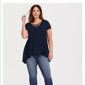 SUPER SOFT NAVY STRAPPY BABYDOLL TEE